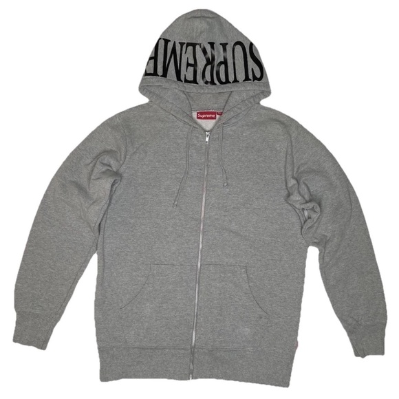 Supreme Other - Supreme Spellout Hood Gray Zip-Up Sweater for Men